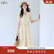 伊芙麗（eifini）伊芙麗精致花邊拼接設計感收腰長(cháng)款公主裙仙女連衣裙2025春季新款 米黃 S