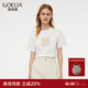 歌莉婭 新品繡花女高級感白色正肩氣質(zhì)潮流T恤短袖打底衫1E4R0B010 05W米白 S