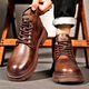 【廠(chǎng)家清倉】秋冬男士高幫皮靴加絨加厚保暖棉靴側拉鏈馬丁靴 咖色【加絨】 42