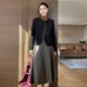 高級感西裝外套女小香風(fēng)套裙時(shí)尚通勤氣質(zhì)顯瘦呢子西服小外套春秋 黑色上衣 L
