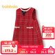 巴拉巴拉童裝女童連衣裙兒童背心裙2025春新款小香風(fēng)【商場(chǎng)同款】 紅色調00466 165