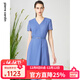 皮爾卡丹皮爾卡丹女裝都市休閑OL風(fēng)修身通勤簡(jiǎn)約氣質(zhì)連衣裙 藍色 XL 42A (建議體重65-70公斤)
