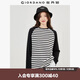 佐丹奴長(cháng)袖t恤女純棉撞色條紋寬松牛角袖圓領(lǐng)上衣女13323862