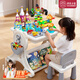 虎實(shí)小寶積木游戲桌兒童幼兒玩具桌椅1-3歲積木桌子學(xué)習桌二合一圣誕禮物