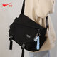 雙星單肩包男斜挎包女大容量尼龍包韓版簡(jiǎn)約高中大學(xué)生上課包 黑色升級版【帶掛件】