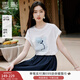 香影【冰萃藍玫瑰】香影白色短袖t恤女2025夏季新款立體花朵寬松上衣 鷺白 T恤 L 165/88A/110-125斤