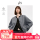 H's黑色短款毛呢外套女25冬新款高級設計感老錢(qián)風(fēng)綿羊毛呢子大衣 中灰色 S