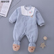 嬰兒連體衣服哈衣包腳冬季加厚純棉連腳男女寶寶新生幼兒連體秋冬03 藍色愛(ài)心包腳 薄棉 73碼建議13-18斤