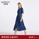 歌莉婭涼感牛仔連衣裙女顯瘦復古收腰文藝氣質(zhì)中長(cháng)款裙子1C4C4J490 75U牛仔藍 S