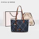 CinvaiKrose包包女包單肩包女式2025新款大容量托特包通勤帆布包潮 藍格