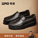 零度Zero商務(wù)休閑皮鞋2025秋季新款輕量緩震舒適真皮豆豆鞋爆米花科技 暗棕色 38