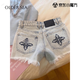 OLDER SEA做舊水洗刺繡毛邊牛仔短褲女夏2025新款高腰直筒甜酷辣妹a字熱褲 淺藍色 S