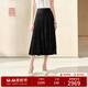 EP雅瑩[睫毛裙]高端系列 波浪百褶針織半身裙春季商場(chǎng)同款9301A 黑色 M
