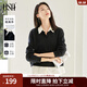 歐莎（OSA）假兩件套頭衛衣女襯衫領(lǐng)秋季新款2025年洋氣寬松拼接上衣 黑色 L