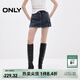 ONLY2025秋季新款國風(fēng)盤(pán)扣高腰開(kāi)叉裙褲牛仔短褲女|125143003 J39 藍黑 M