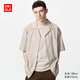 優(yōu)衣庫男裝女裝莫代爾棉混紡開(kāi)領(lǐng)襯衫/短袖古巴領(lǐng)度假風(fēng)474519 474519/31米色 M