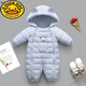 G.duck品牌嬰兒男女童連體羽絨棉服秋冬季0-1-2-3歲小童加厚款外出爬服 藍色 100cm 建議10-15個(gè)月22-26斤