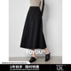 初語(yǔ)簡(jiǎn)約分割設計仿毛呢半身裙女2024秋冬a字裙百搭高腰長(cháng)裙子 黑色 S