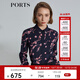 PORTS寶姿 商場(chǎng)同款新品女裝經(jīng)典撞色印花襯衫SL8B032KPS058 丈青 S (4)