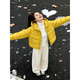 鹿王戀雪短款泡芙羽絨棉服女冬季2025新款時(shí)尚連帽小個(gè)子休閑保暖棉襖外套 黃色 M 130-160斤