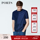 PORTS寶姿男裝夏季圓領(lǐng)休閑短袖士修身簡(jiǎn)約個(gè)性圓領(lǐng)短袖MN8N177GZD023 藏青色+藍色 S