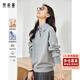 梵希蔓襯衫領(lǐng)拼接假兩件衛衣女秋學(xué)院風(fēng)寬松長(cháng)袖上衣外套 花灰色   M   