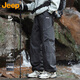 JEEP吉普沖鋒羽絨褲男士保暖冬季休閑褲外穿零下滑雪防寒褲石墨灰 2XL