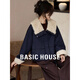 百家好（Basic House）Basic House/百家好藍色大翻領(lǐng)加厚棉服女仿羊羔毛工裝風(fēng)保暖外套 藍色 M