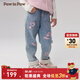 PawinPaw卡通小熊童裝秋冬女童直筒拼接加絨牛仔褲百搭 Indigo牛仔藍色/55 110 cm