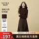 熙世界（sllsky）淑女風(fēng)連衣裙長(cháng)裙通勤女裝裙子漂亮冬季新款修身顯瘦秋冬裙 咖啡色 2XL