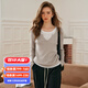 Olrain歐芮兒法式假兩件針織衫女春季新款顯瘦薄款套頭上衣女 燕麥色 M