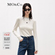 MO&Co.半高領(lǐng)打底衫MC刺繡顯瘦緊身打底毛針織衫上衣女摩安珂 米白色-第2批 S 160