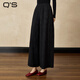 秸熙（Q`s）QS秸熙26冬季款復古輕國風(fēng)提花休閑褲松緊腰棉感九分裙褲 黑色 M