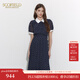Scofield優(yōu)雅氣質(zhì)復古波點(diǎn)印花百褶中長(cháng)連衣裙女裝夏季新款 藏青色（爆款加單） L 170
