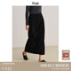 旅途原品ltyp 羊毛極簡(jiǎn)優(yōu)雅半裙 百搭開(kāi)叉黑色直筒半身長(cháng)裙女冬季 靜謐黑-純羊毛 S