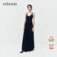 edition【E+云朵系列】2024秋季新款U領(lǐng)背心拼接收腰連衣裙 黑色 M 165