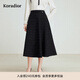 珂萊蒂爾秋季款高腰顯瘦A字裙短裙女氣質(zhì)百搭小黑裙傘裙 黑色 M