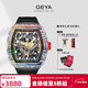 格雅（GEYA）長(cháng)城系列品牌鏤空手表男士酒桶手表自動(dòng)機械腕表 送男友 彩虹鑲鉆-G78211GHKK