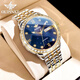 歐品客2026新款瑞士正品日月星辰男士手表鑲鉆男款機械表防水滿(mǎn)天星十大 進(jìn)口機芯-藍寶石表鏡-機械金藍男