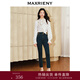 MAXRIENY精致復古水洗色牛仔褲鉛筆褲高腰修身褲子女 深牛仔藍 M 02/36