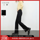 三彩2025冬季新款微喇小黑褲高腰毛邊喇叭褲牛仔長(cháng)褲顯瘦簡(jiǎn)約M