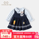 凡獵女童學(xué)院風(fēng)連衣裙秋裝洋氣兒童公主背心裙寶寶一周歲禮服春秋 藏青色 90 cm