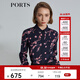 PORTS寶姿 商場(chǎng)同款新品女裝經(jīng)典撞色印花襯衫SL8B032KPS058 丈青 S (4)