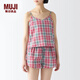 MUJI女式 馬德拉斯格紋 吊帶背心 格子吊帶女士背心女款 純棉全棉 煙熏粉色格紋 L(165/88A)