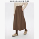 佐丹奴仿毛呢半身裙女秋冬新款半松緊腰格蕾系壓褶a字裙05465856