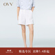 OVV春夏熱賣(mài)女裝棉麻輕薄挺括時(shí)尚大方簡(jiǎn)潔利落休閑短褲 本白（凈色）02 XL