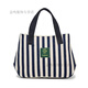 暢印 春夏歐美時(shí)尚手提包女包休閑條紋帆布包包百搭手拎包輕便上班小包 深藍條紋【黑提手】