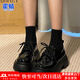 霍蜻厚底小皮鞋女英倫風(fēng)2025秋冬季加絨加厚樂(lè )福鞋女日系百搭jk單鞋女 黑色【亮光】 37 (235mm)