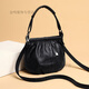 暢印軟皮小包包女2023新款潮中年媽媽包春季休閑百搭手提單肩斜挎包 黑色
