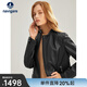 Navigare意大利小帆船高檔真皮皮衣女秋冬時(shí)尚短款外套休閑百搭修身機車(chē)服 黑 M
